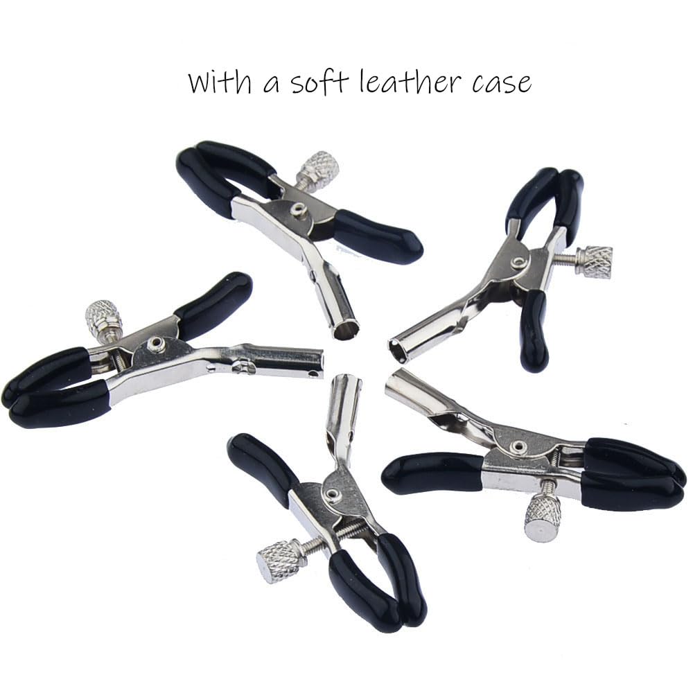 Adjustable Pressure Nipple Clamps - Stainless Steel Non-Piercing Body Jewelry for Women & Men - Sensual Faux Piercing Necklace & Body Chain - Perfect for BDSM, Role Play, and Intimate Accessories