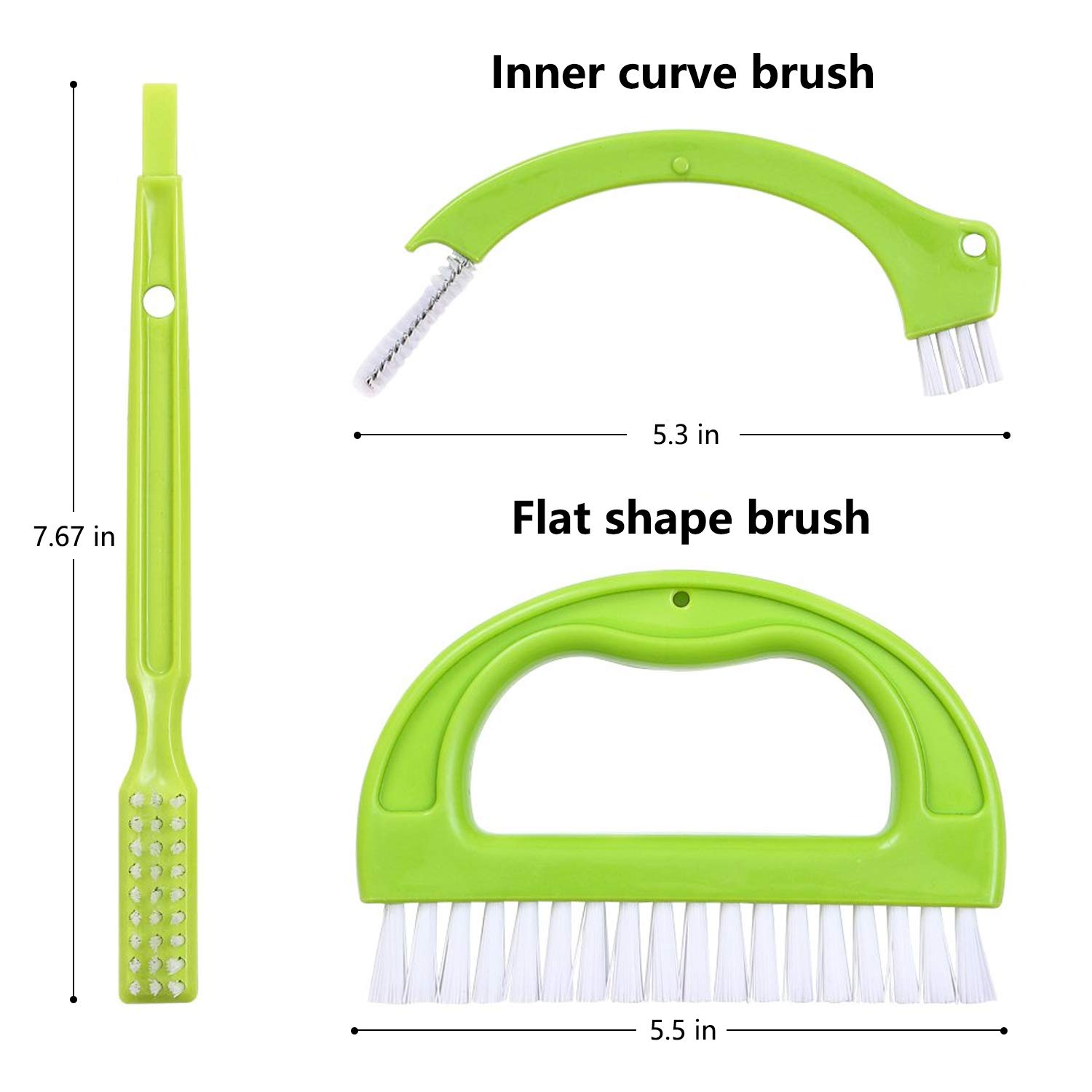 3-in-1 Grout Cleaner Brush with Handle - Stiff Bristle Tile & Floor Scrub Brush for Shower, Bathroom, Kitchen - Perfect for Cleaning Grout Lines, Tile Joints & Hard-to-Reach Areas