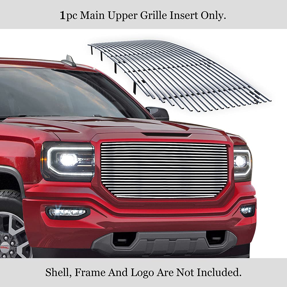 APS Premium Stainless Steel SS Chrome Billet Grille Insert for GMC Sierra 1500 2016-2018 Models - Upper Main Grille N19-A26368G | Durable & Stylish Upgrade for Truck Front End Protection & Custom Look