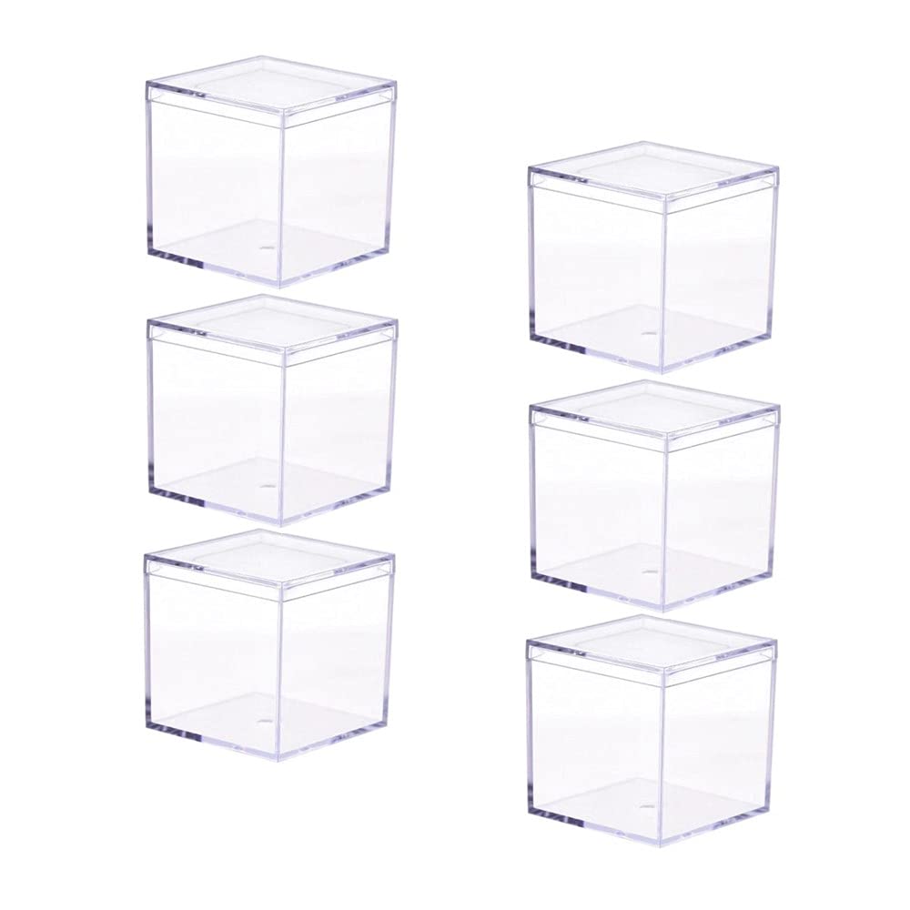 6 Pack Clear Plastic Gift Boxes - Food Grade Square Containers 2.5x2.5x2.5 Inches - Sturdy Transparent Storage for Birthday Presents, Candy Packaging & Party Favors - Perfect for Wedding Favors, Baby Showers & Holiday Gifting