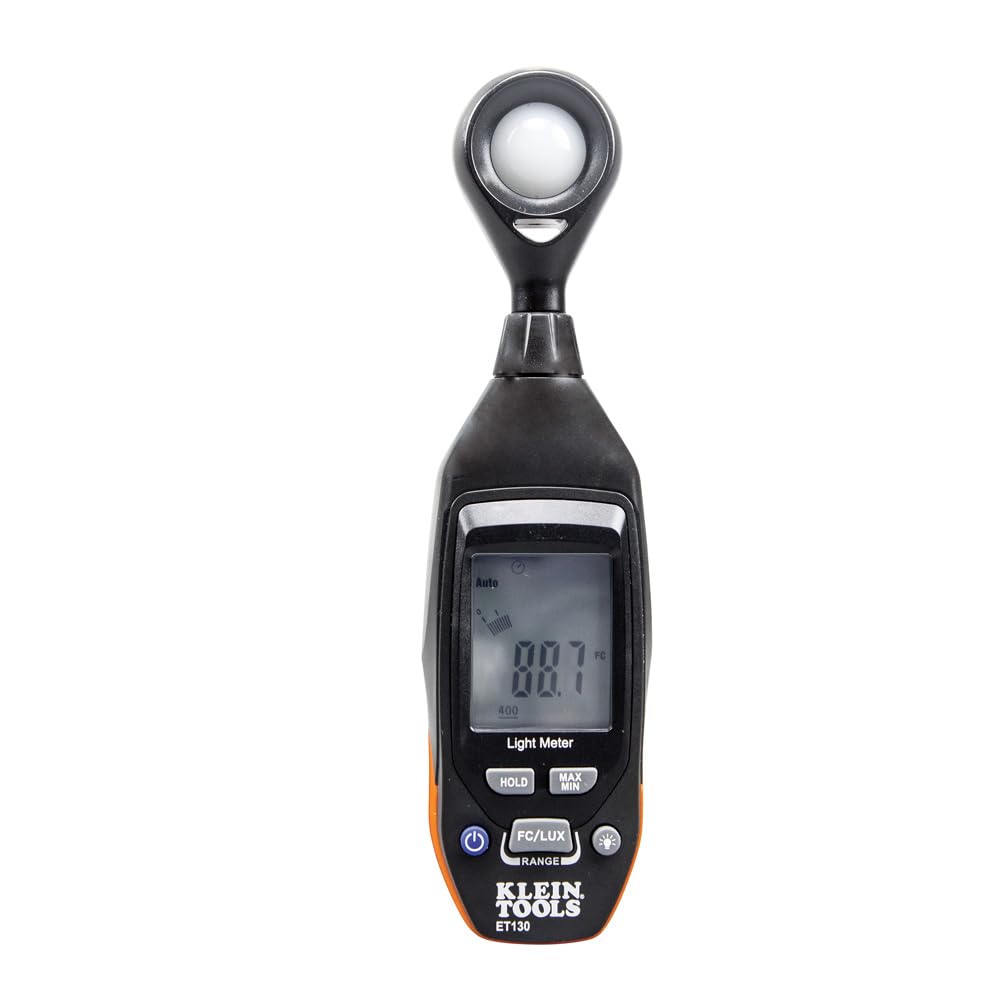 Klein Tools ET130 Digital Light Meter - Accurate Lux Measurement for Indoor/Outdoor Lighting, Photography & Film Production