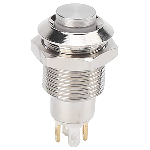 10mm 3V Metal Push Button Switch - Self-Locking Waterproof Stainless Steel Momentary Switch with LED Light - Perfect for Low-Current Doorbells, Access Control Systems, DIY Electronics Projects (Green)