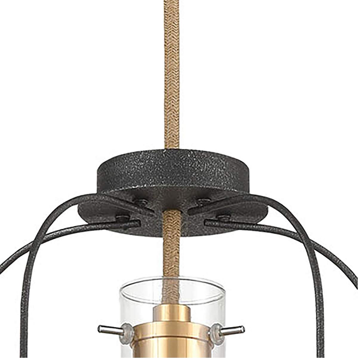 Elk Lighting 15444/1 Modern Pendant Light Fixture - Silverdust Iron & Satin Brass Finish - Perfect for Dining Room, Kitchen Island or Bedroom Lighting