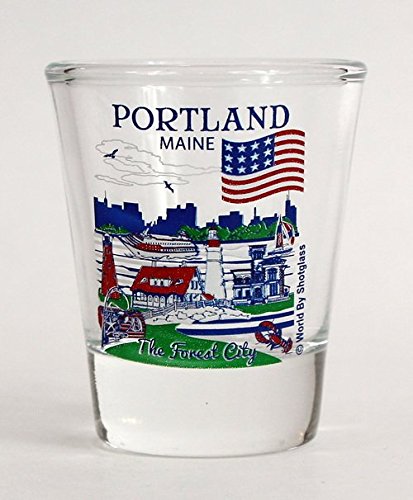 Portland Maine Great American Cities Collection Shot Glass - Durable Glassware for Whiskey, Tequila & Cocktails - Perfect for Souvenirs, Gifts & Bar Decor