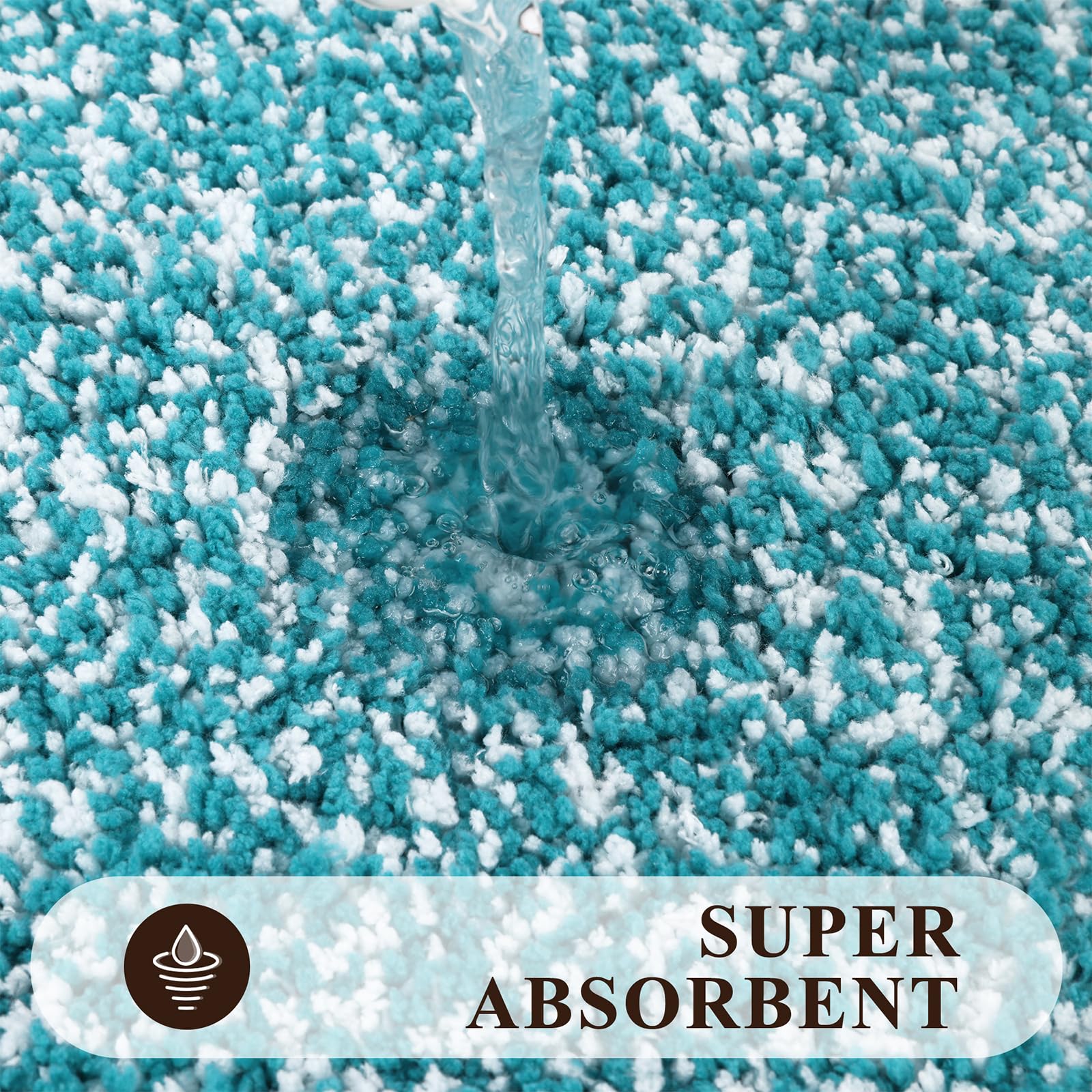 Premium 3-Piece Bathroom Rug Set - Ultra Absorbent Microfiber Plush Shower Mats with U-Shaped Toilet Mat | Non-Slip, Machine Washable Shaggy Floor Mats for Bathroom Safety & Comfort | Perfect for Bathrooms, Showers & Vanity Areas - Aqua Blue