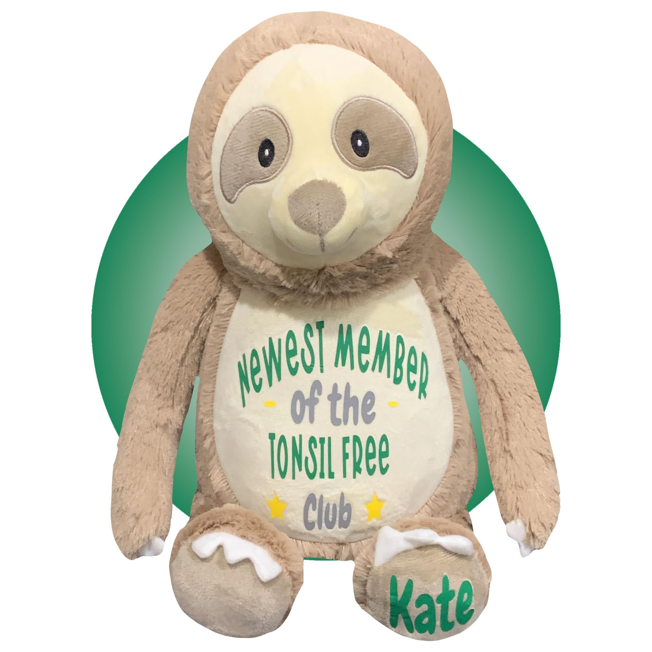 Personalized Tonsillectomy Recovery Gift for Kids - Soothing Face Heating Pad - Get Well Soon Present After Tonsil Surgery - Perfect for Post-Op Comfort & Pain Relief - Ideal Gift for Children's Tonsil Removal Recovery by Kikilishop (Sloth Design)