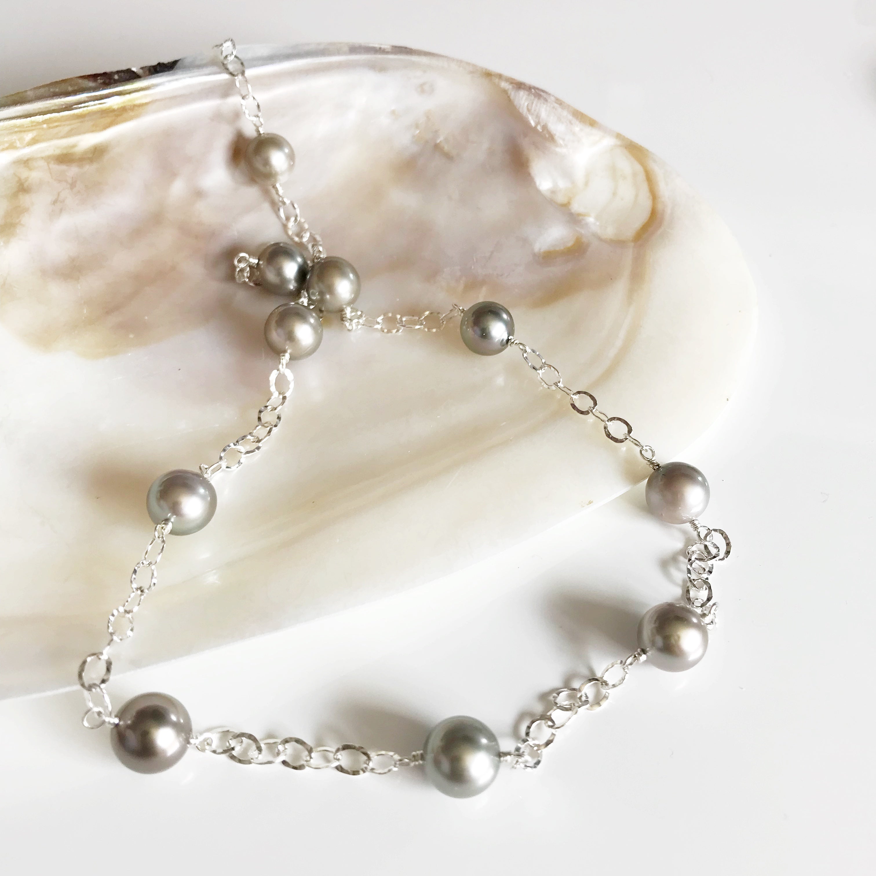 LEILANI Silver Tahitian Pearl Necklace (N273) - Elegant Jewelry for Women, Perfect for Weddings, Parties & Special Occasions