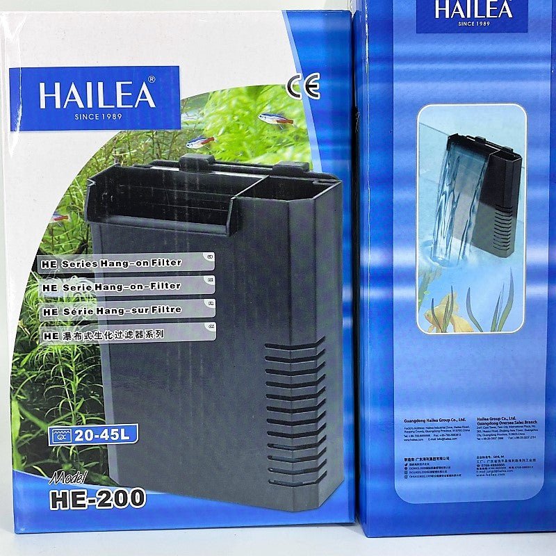 HAILEA HE Series 200 Hang On Back Aquarium Filter - Powerful Water Filtration System for Freshwater & Saltwater Fish Tanks (Perfect for 20-30 Gallon Aquariums)