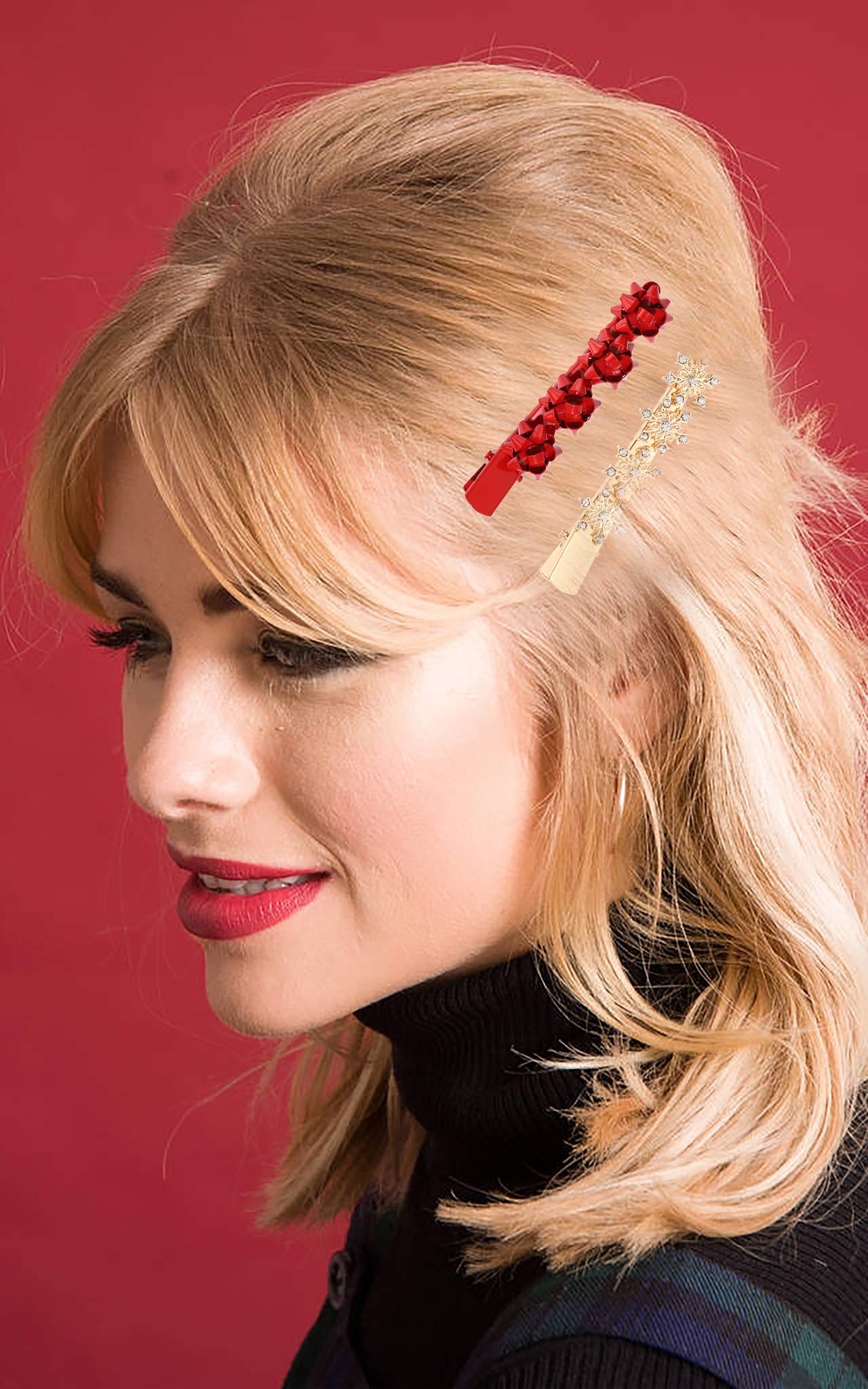 Sparkling Rhinestone Snowflake Bow Hair Clip for Women - Christmas Holiday Party Hair Accessories - Perfect for Winter Celebrations, Weddings, and Festive Gatherings