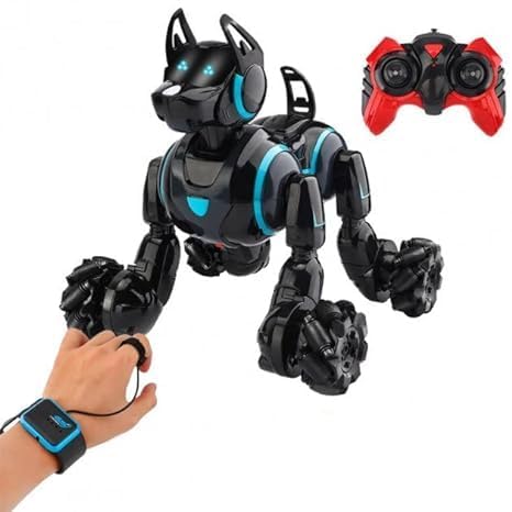 YUKAYUGA 2.4G RC Stunt Robot Dog Toy with LED Lights, Sound Effects & Auto Induction - USB Rechargeable Remote Control Robotic Pet for Kids Indoor/Outdoor Play