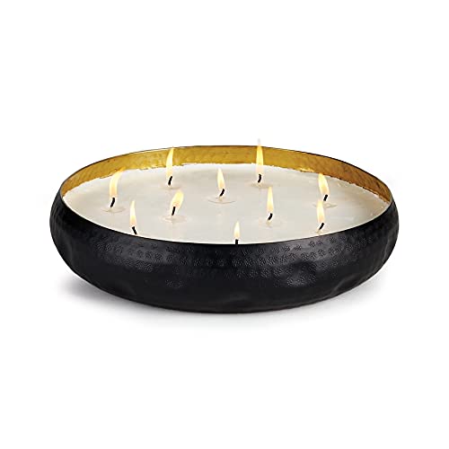 Napa Oudh Noir 10-Wick Scented Candle with Tray - Luxury Home Fragrance for Relaxation, Meditation & Romantic Ambiance