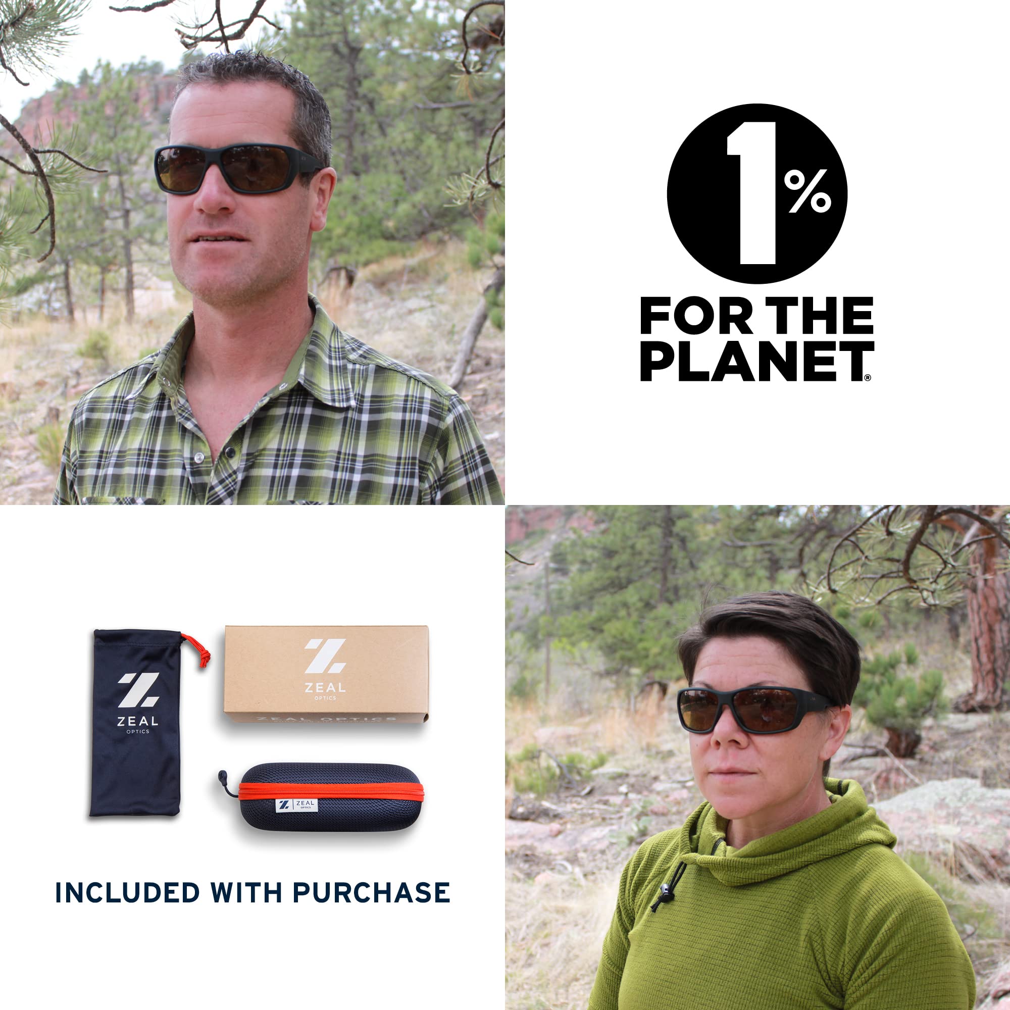 Zeal Optics Caddis Polarized Wrap Sunglasses - Matte Black Frame, Large Size for Men & Women - UV Protection for Driving, Fishing & Outdoor Sports