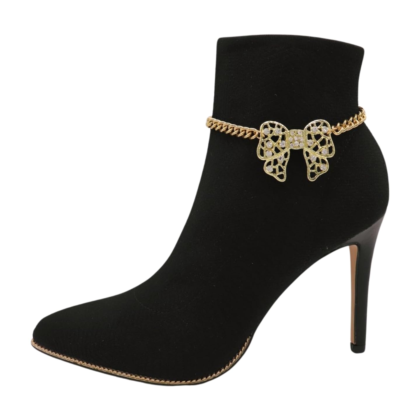 Women's Western Boot Chain Bracelet - Gold Shoe Charm Anklet with Bow Tie Ribbon for Cowgirl Fashion | Perfect for Country Concerts, Rodeos & Western Style Outfits