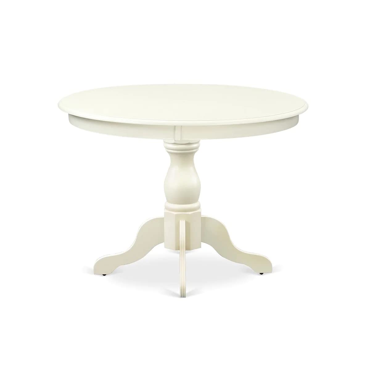 East West Furniture HBVA3-LWH-W 3-Piece Round Dining Set with Pedestal Table & 2 Wooden Chairs, 42x42 Inch, Linen White - Perfect for Small Spaces, Breakfast Nooks & Cozy Apartment Dining