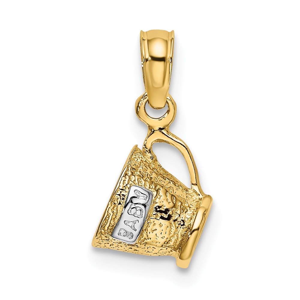 14K Yellow Gold Rhodium-Plated 3D Baby Cup Pendant Necklace - Perfect Christening Gift, Baby Shower Present & Newborn Keepsake Jewelry