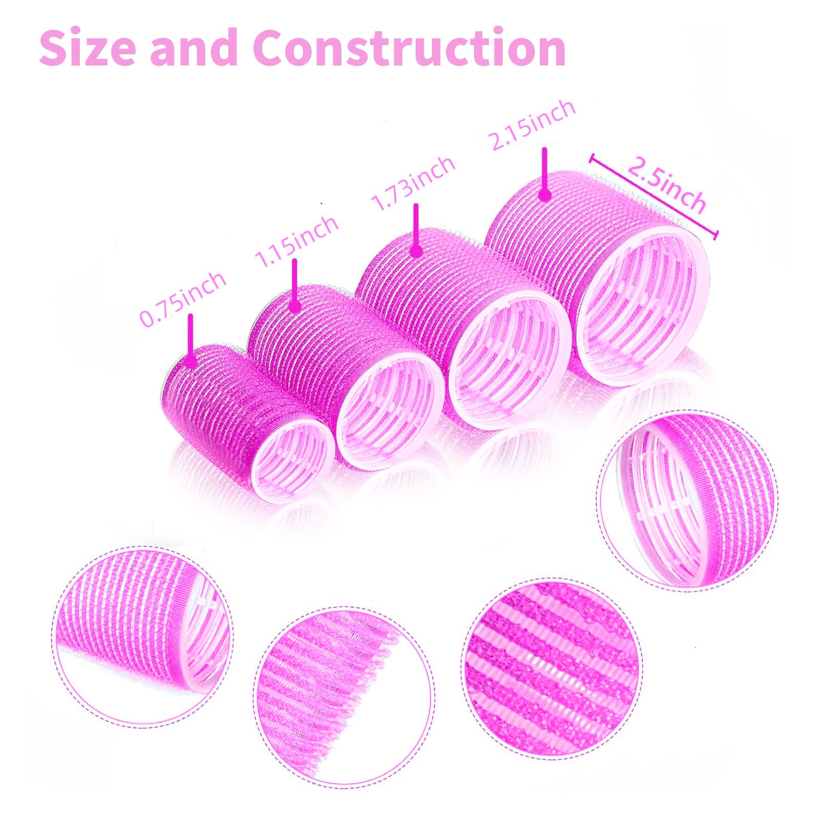 34Pcs Self-Grip Hair Rollers Set with Clips for Volume & Curls - 4 Sizes Salon Quality Hair Curlers for DIY Hairstyling - Includes Storage Bag - Perfect for Home Use, Salon Styling & Party Hairstyles