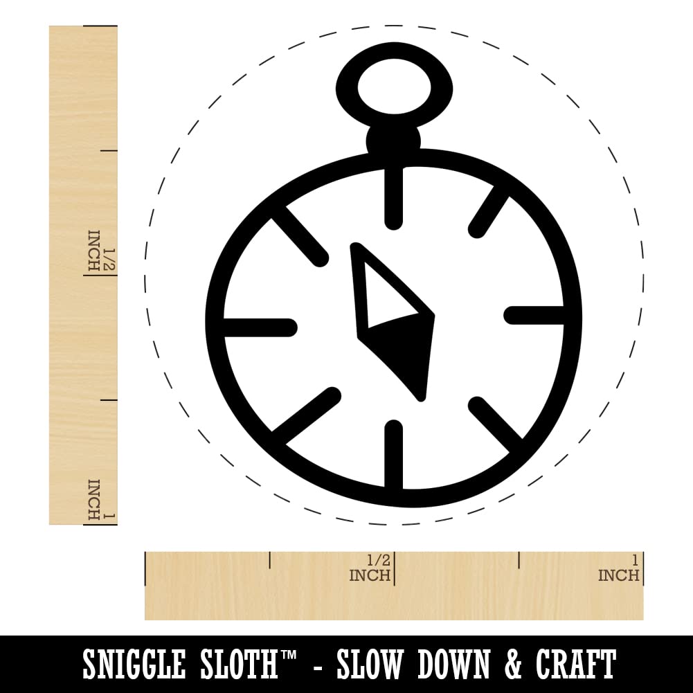Compass Doodle Self-Inking Rubber Stamp - 1 Inch Medium Blue Ink Stamper for Crafting, Scrapbooking, Planner Decoration & DIY Projects - Perfect for Journals, Cards, and Office Use