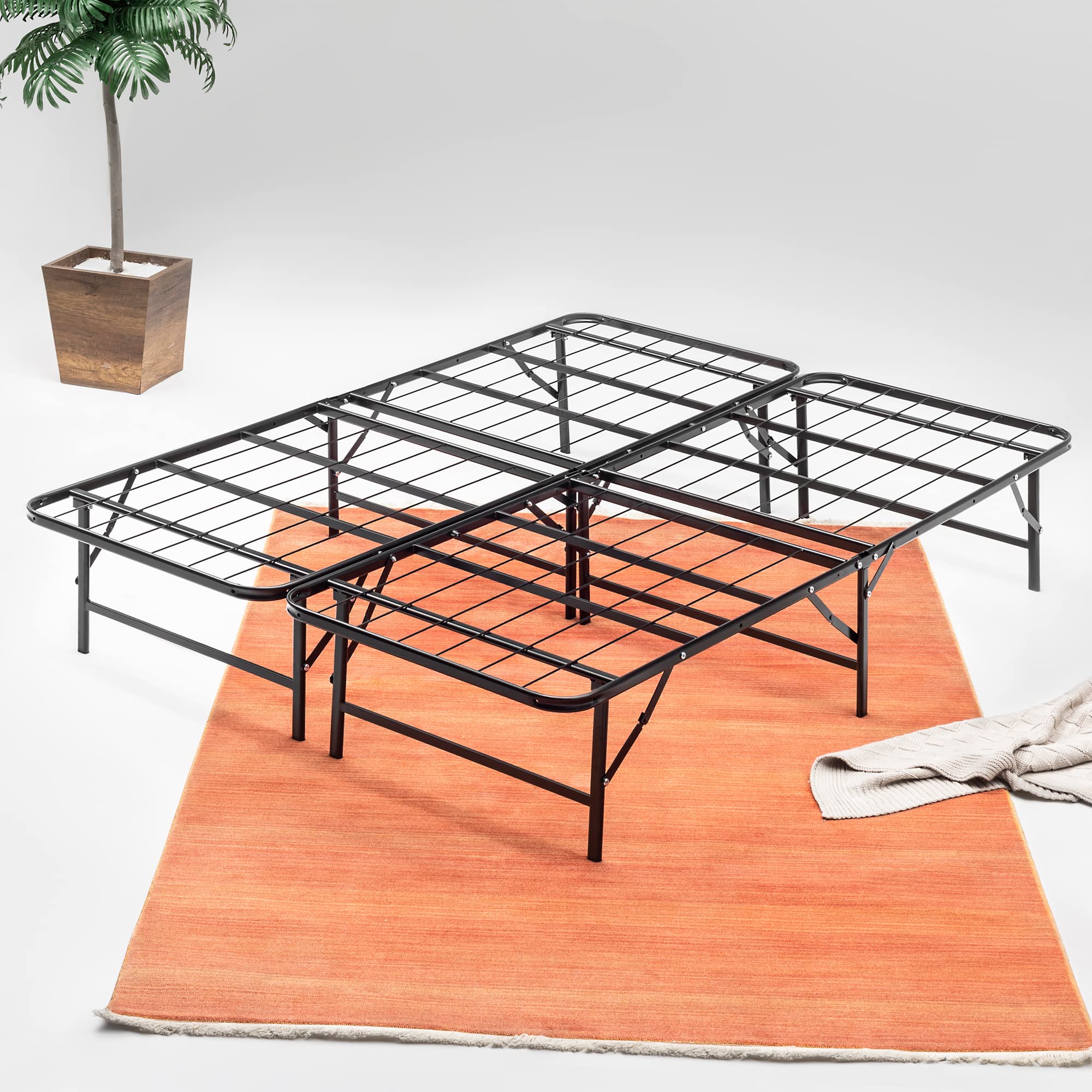 Mayton 14-Inch Quickbase Metal Bed Frame with Steel Slats - Full Size, Black - No Box Spring Needed - Sturdy Mattress Foundation for Modern Bedrooms & Guest Rooms