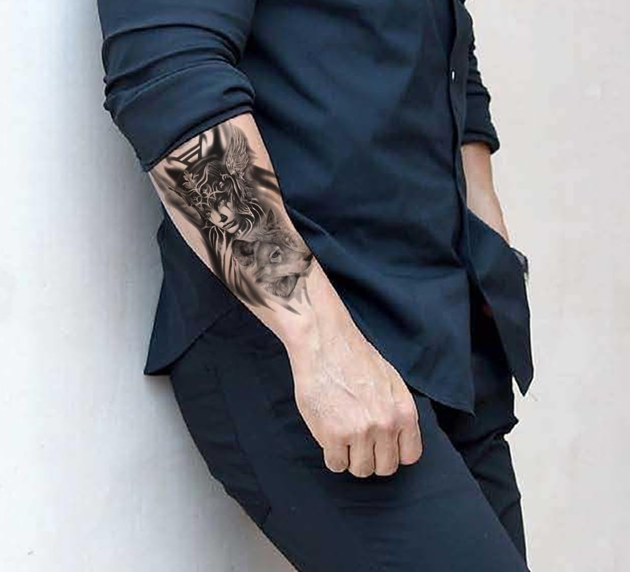 Waterproof Temporary Tattoo Stickers for Men & Women - 3D Realistic Floral, Butterfly, Star, Wolf & Armband Designs (21X12 cm) - Perfect for Parties, Halloween, Cosplay & Body Art