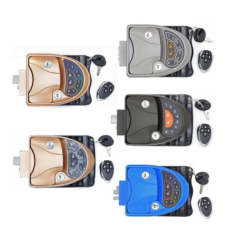 KUNFINE RV Keyless Entry Door Lock with Deadbolt & 20m Remote Control - Black Keypad Handle for Travel Trailer & Camper (Perfect for Secure Access & Convenient Entry)
