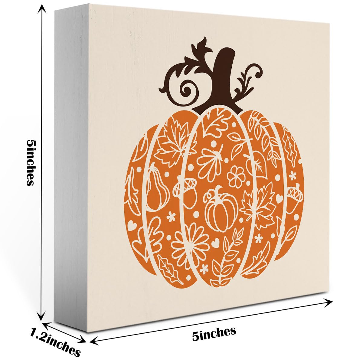 YUANHAO 5x5 Inch Thanksgiving Pumpkin Sign - Fall Harvest Decor for Home, Office & Table - Autumn Thanksgiving Decorations Indoor/Outdoor - Perfect for Holiday Parties, Centerpieces & Seasonal Home Styling