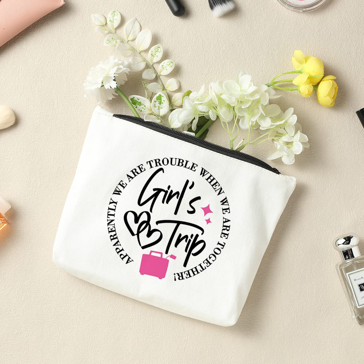 Stylish Travel Makeup Bag for Girls - Perfect Weekend, Graduation, Birthday & Christmas Gift for Her, Bestie & Teens - Cosmetic Bags for Vacation, Travel & Friendship - Great for Daily Use, Trips & Special Occasions
