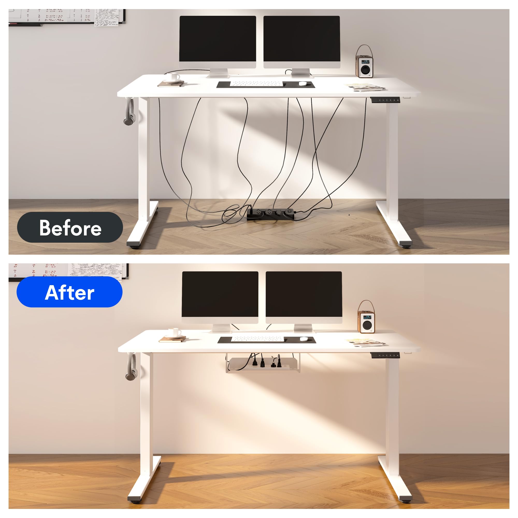 FLEXISPOT EN1 Electric Height Adjustable Standing Desk - 48 x 24 Inch Sit Stand Workstation with Memory Controller for Home Office (White Frame/White Top) - Perfect for Remote Work, Gaming & Study Setup