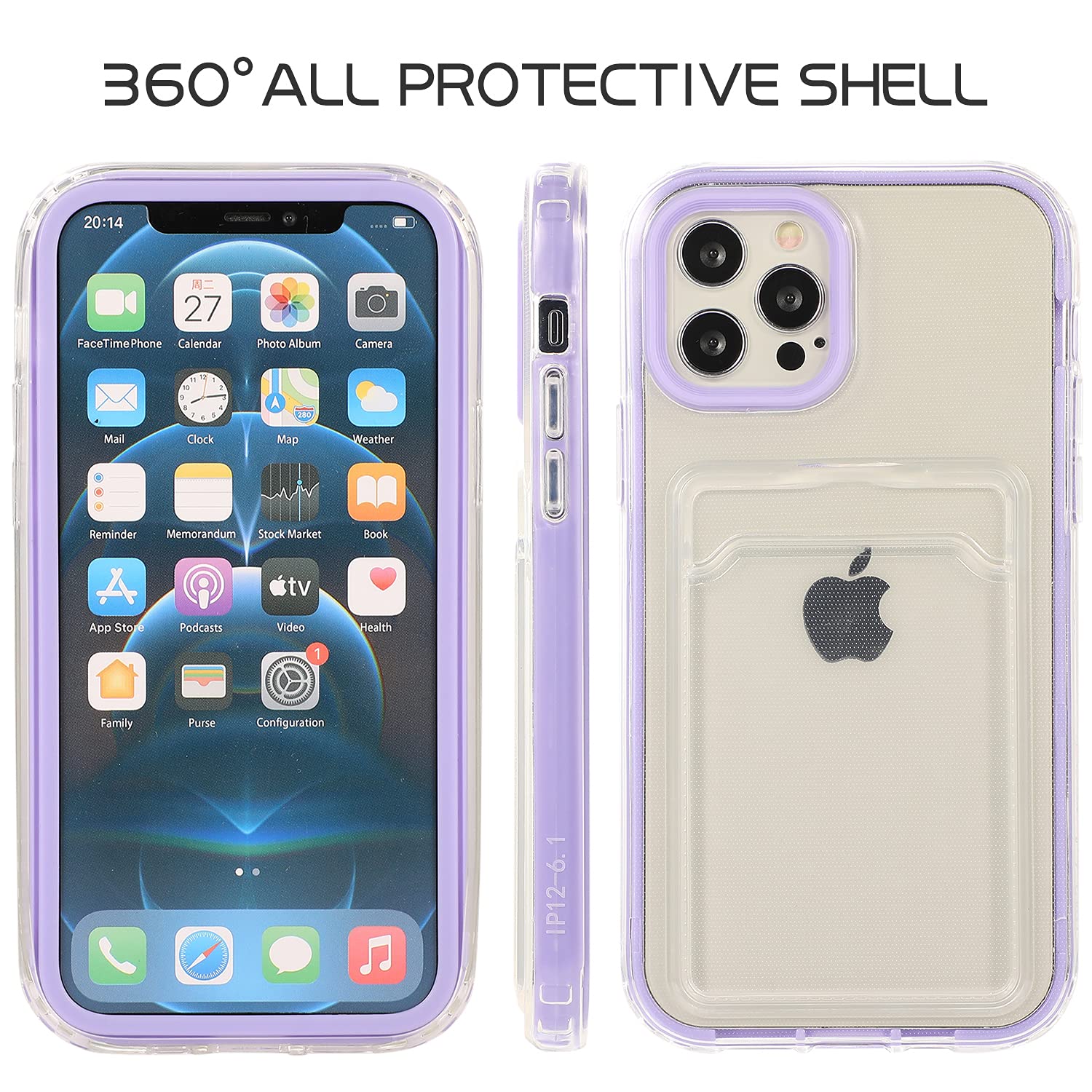 Omio Clear Card Slot Case for iPhone 13 Pro Max - Slim Protective Wallet Case with TPU & PC Bumper | Perfect for Women's Everyday Use, Travel, and Hands-Free Convenience