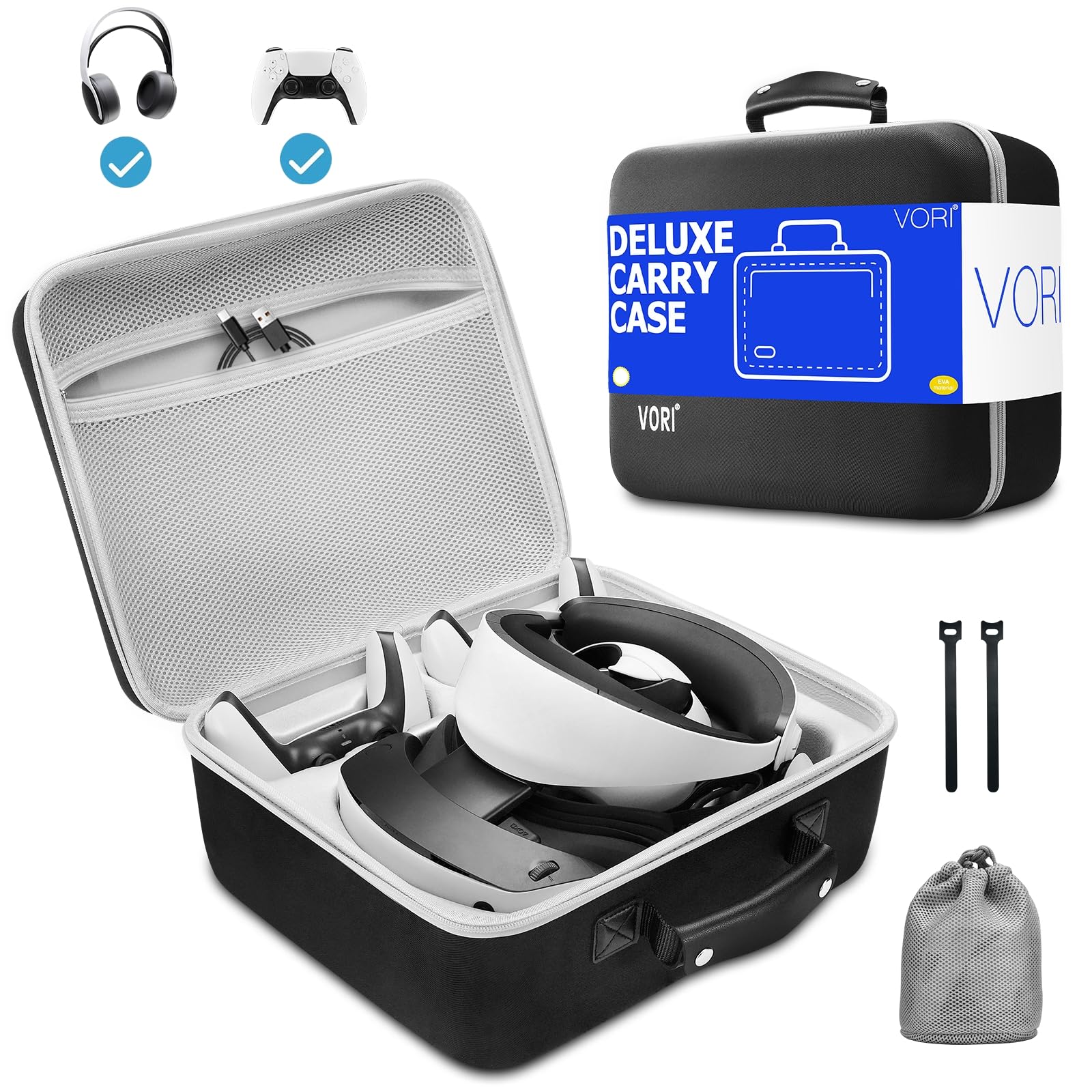 PSVR2 Hard Carrying Case for Gaming Headset & Controllers - Travel & Home Storage Protective Case for PlayStation VR2 Accessories (Black) | Perfect for Gaming Travel, Safe Storage & Organized VR Setup