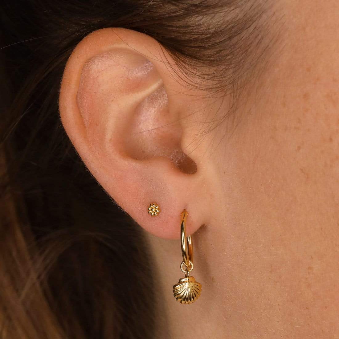 Gold Seashell Earrings for Women - Dainty Hoop Sleepers for Everyday Wear | Perfect for Beach Vacations, Date Nights & Gifts