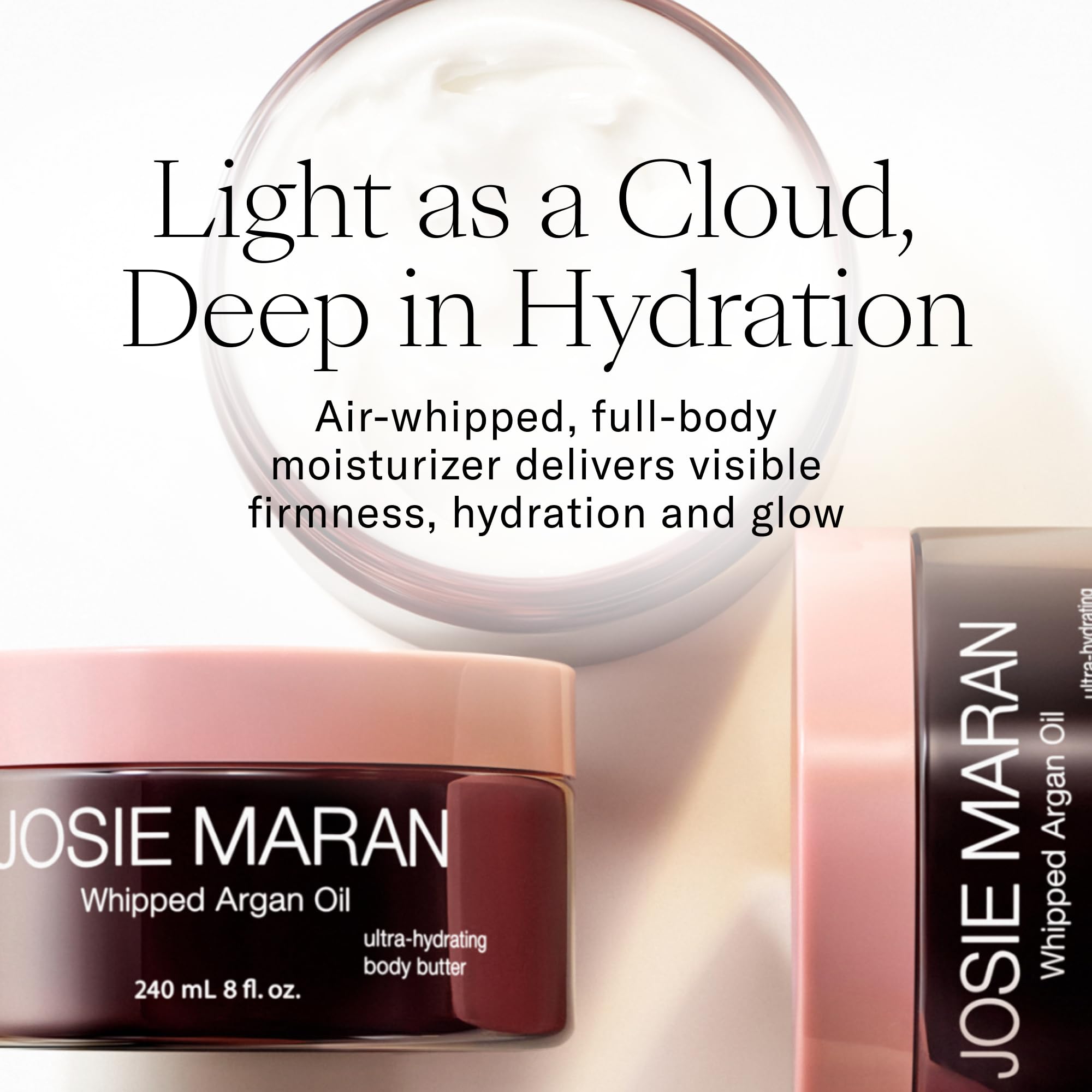 Josie Maran 4-Piece Whipped Argan Oil Body Butter Set - Firming Skin Cream with Shea Butter, Avocado Oil & Fatty Acids - Cruelty-Free & Vegan Moisturizer (4 oz Each) - Perfect for Dry Skin Care & Body Hydration