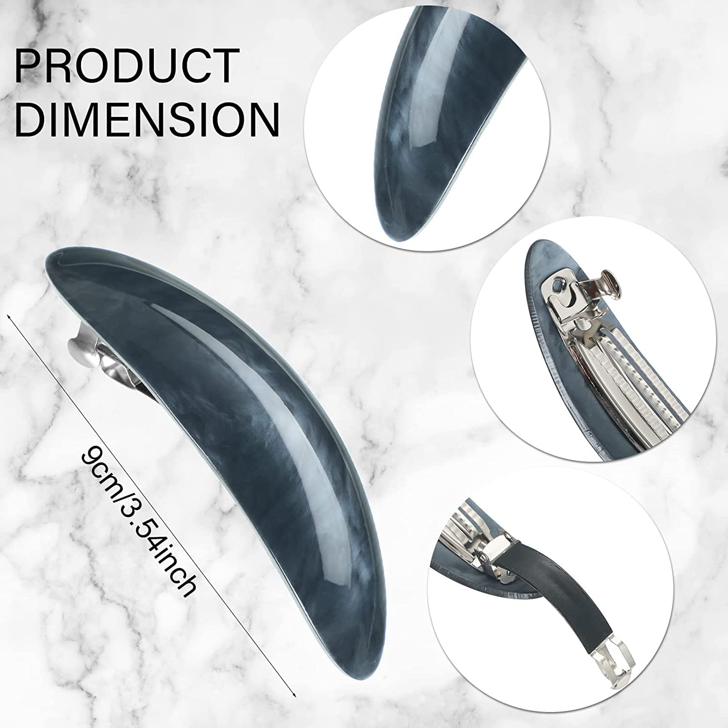 4 Pcs Tortoise Shell Hair Barrettes - French Style Celluloid Hair Clips for Women & Girls, Medium Rectangular Automatic Hair Pins (4-Pack) | Perfect for School, Work, Parties & Everyday Hairstyles