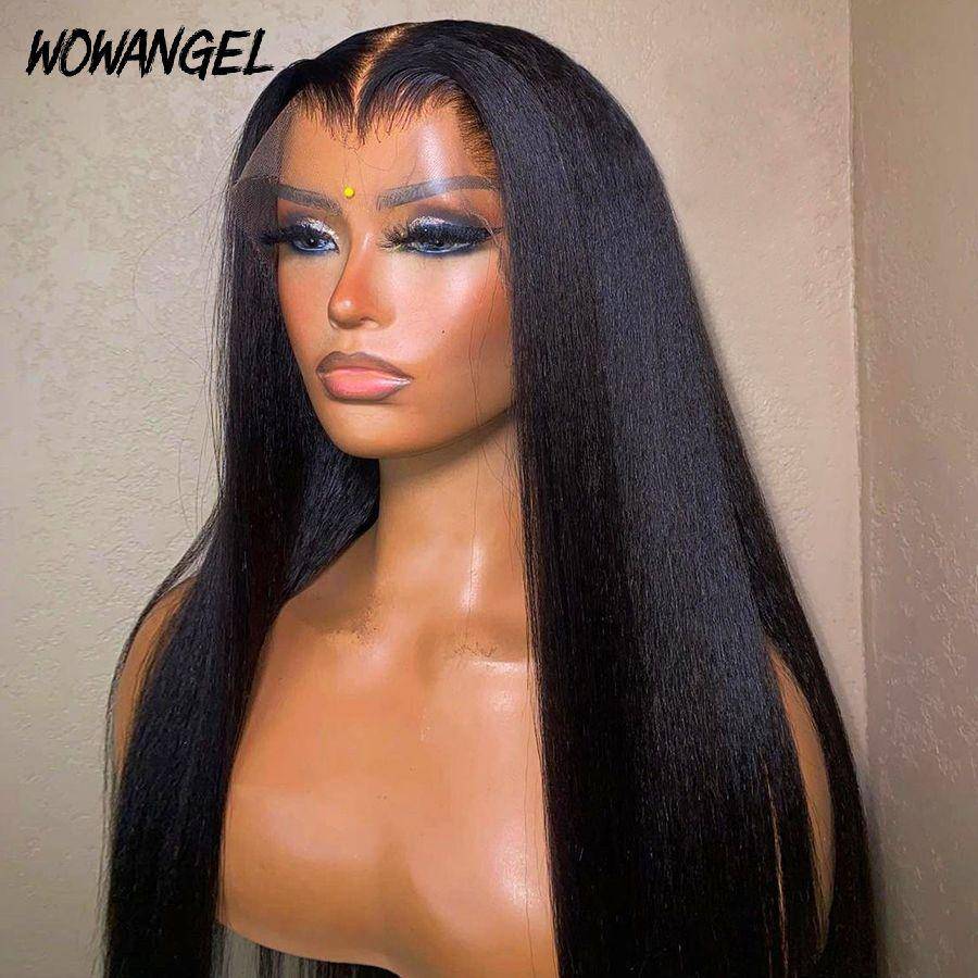 WOWANGEL Coarse Yaki Straight 13x6 HD Lace Front Wig - Natural Hairline & Skin-like Scalp | Perfect for Daily Wear, Cosplay & Special Occasions