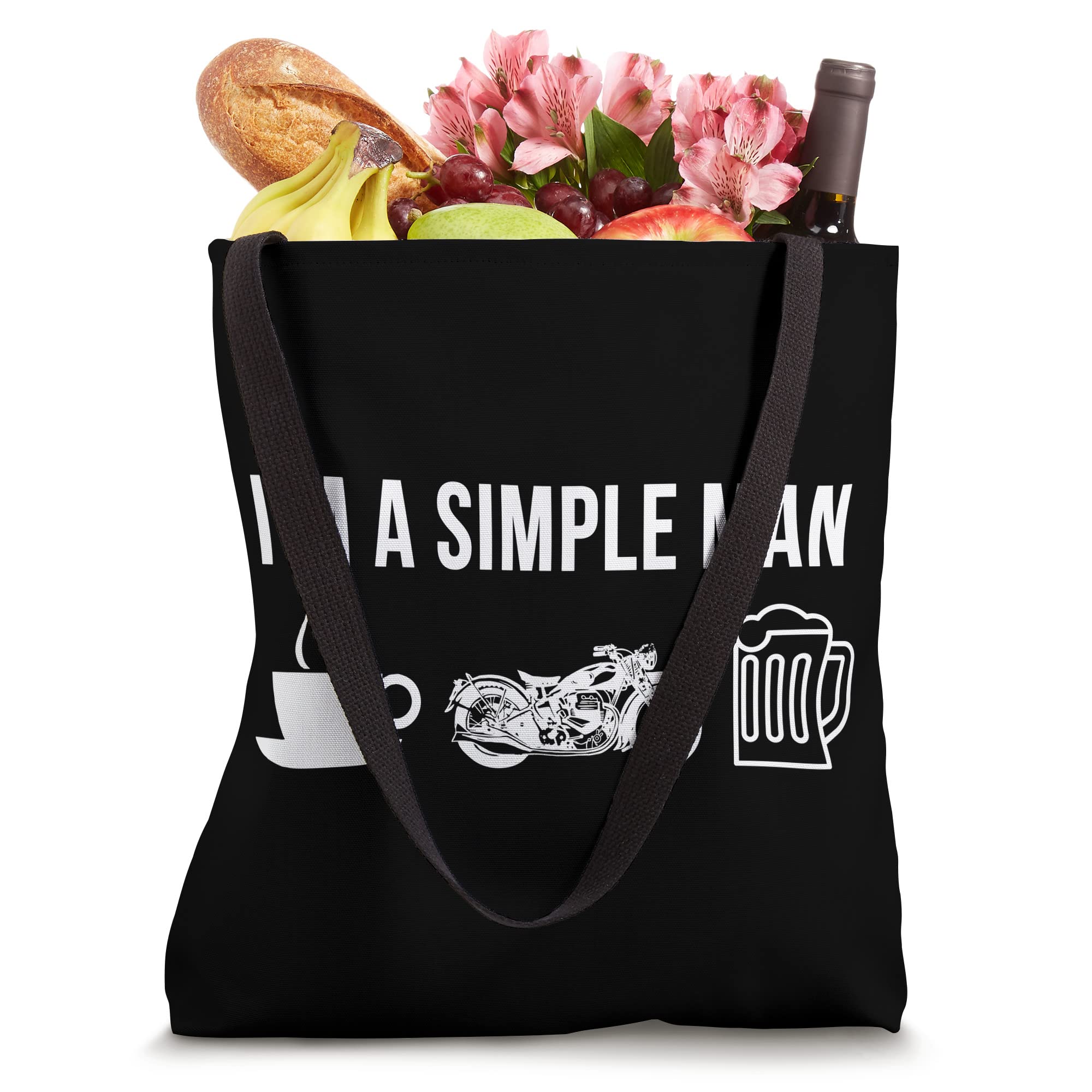 Funny Motorcycles Simple Man Tote Bag - Durable Cotton Canvas Shopping Bag for Men & Women - Perfect for Groceries, Beach Trips & Motorcycle Rides