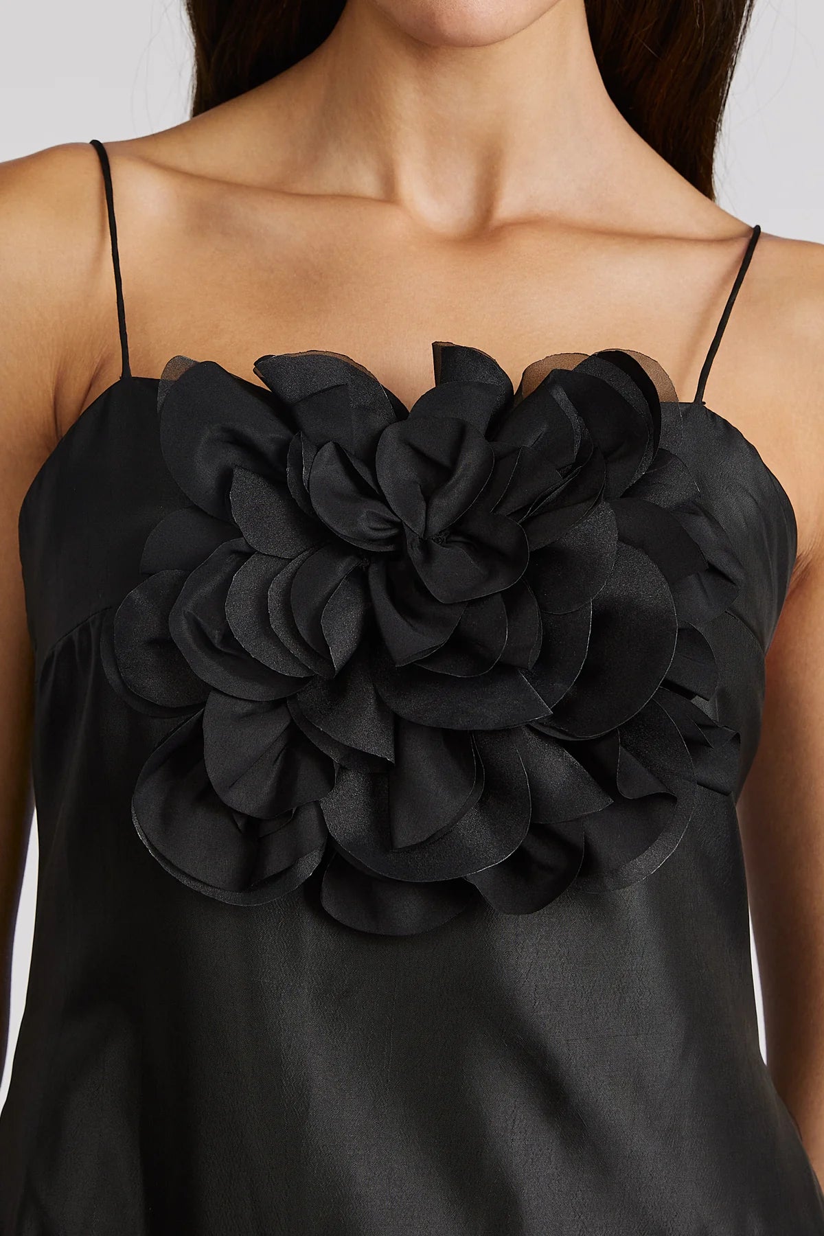 Elegant Black Floral Applique Dress for Women - Perfect for Weddings, Parties & Special Occasions