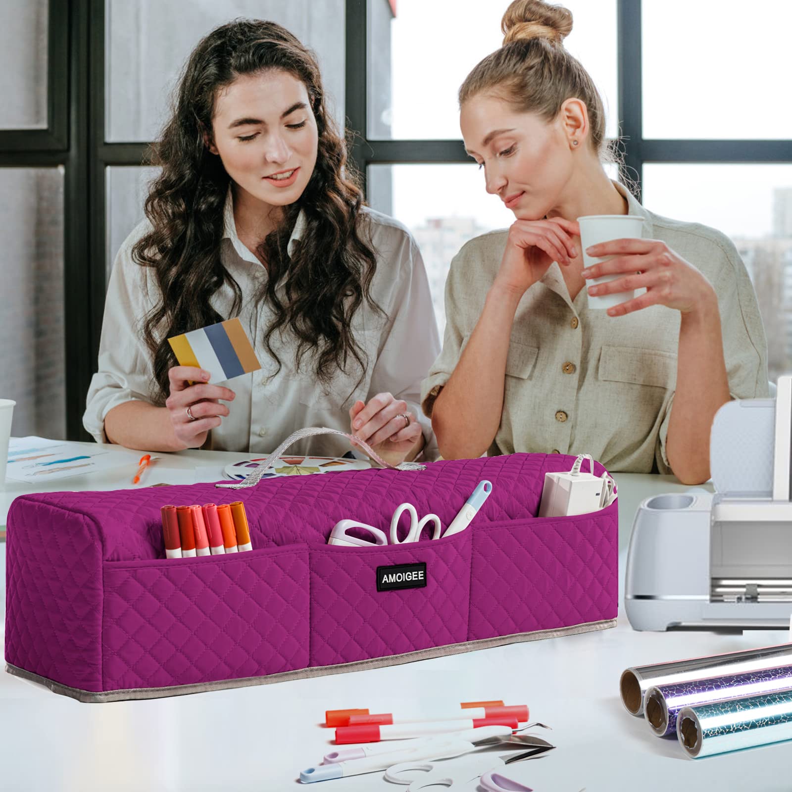 AMOIGEE Padded Dust Cover for Cricut Maker, Maker 3, Explore 3, Explore Air 2 - Protective Machine Cover for Cricut Accessories & Tools | Perfect for Crafting, Scrapbooking & DIY Projects