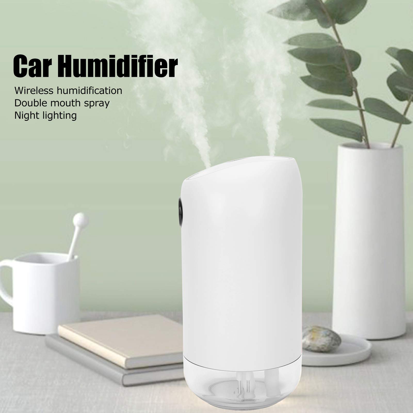 500ml Mini USB Rechargeable Humidifier - Portable Air Humidifier with Night Light for Home, Office, Bedroom & Car | White Cool Mist Fog Maker for Dry Air Relief, Baby Nursery & Travel Use