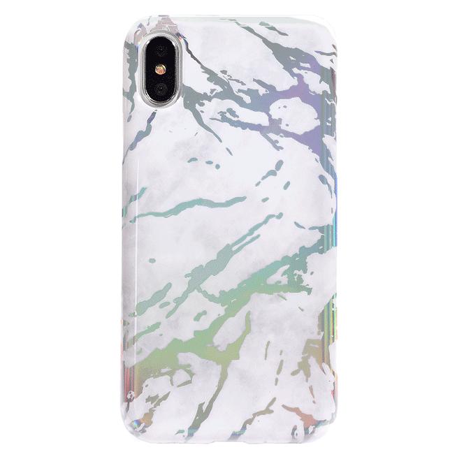Holo White Marble iPhone Case - Premium Protective Cover for iPhone 13/14/15 - Slim & Stylish Design - Perfect for Work, Travel & Everyday Use