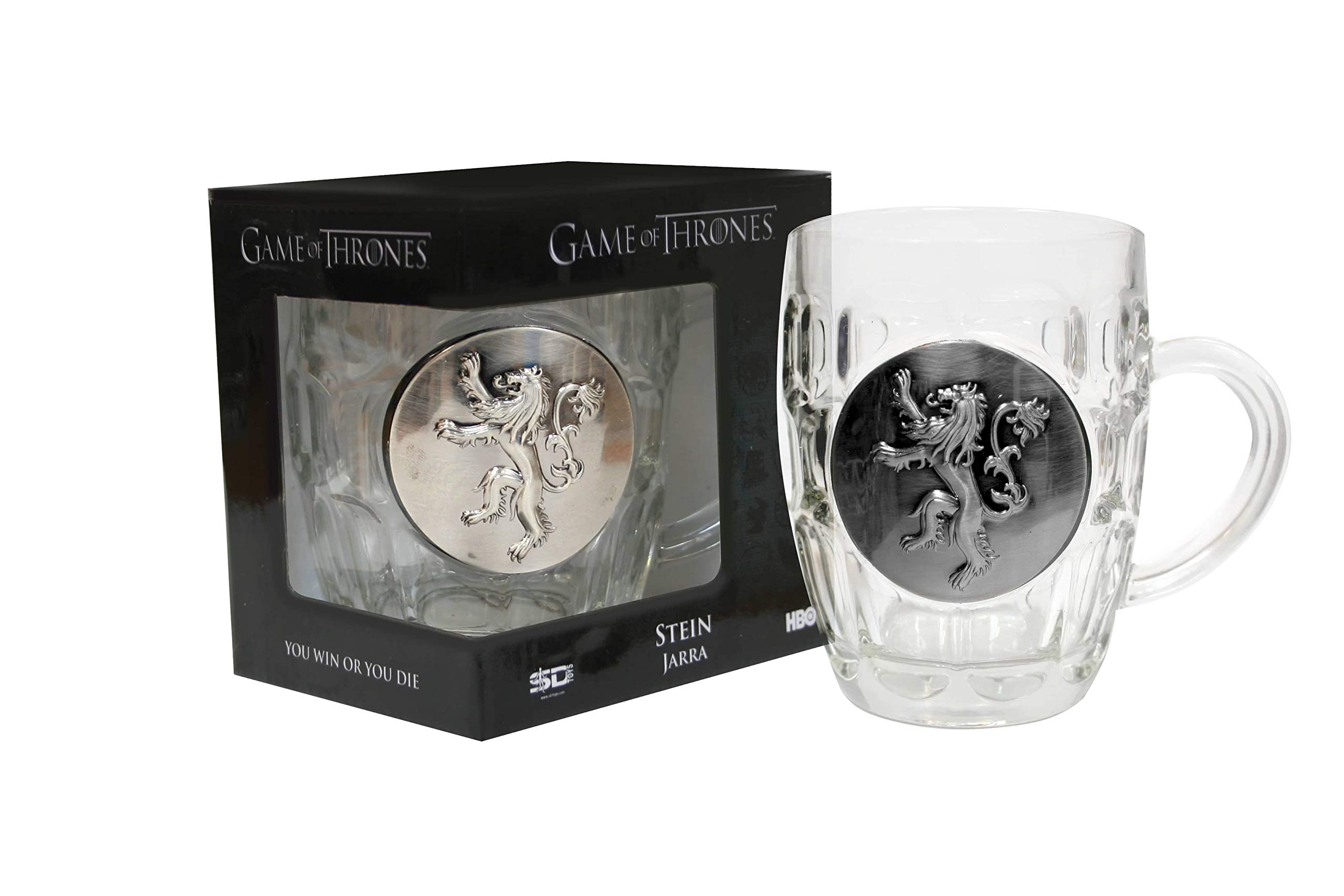 Game of Thrones Lannister Metallic Logo Crystal Beer Stein Mug - Official Licensed Collectible Cup for GOT Fans, Medieval Themed Parties & Home Bar Decor