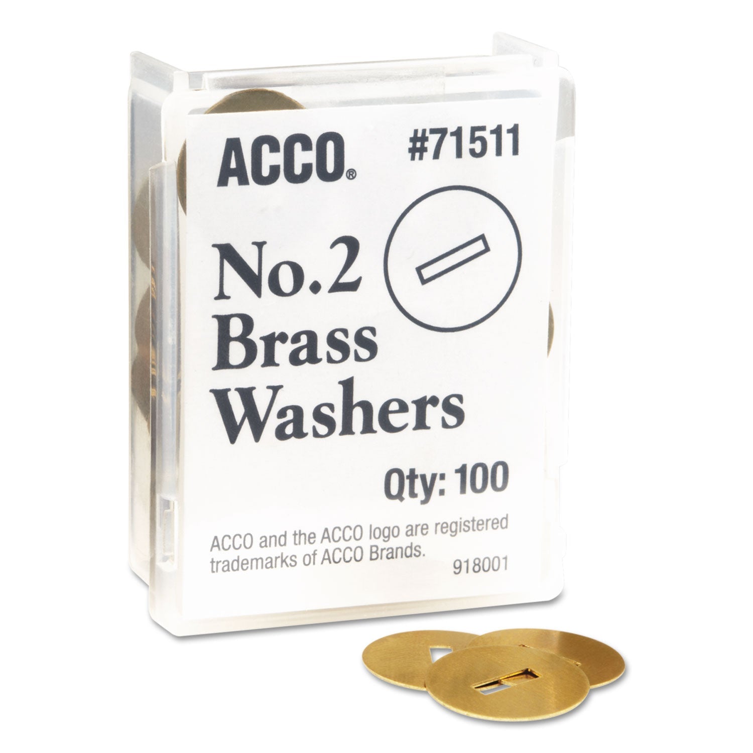 ACCO #2 Brass Washers for Two Prong Fasteners - 1.25 Inch Diameter (100-Pack) - Ideal for Electrical Projects, Furniture Assembly & Industrial Applications