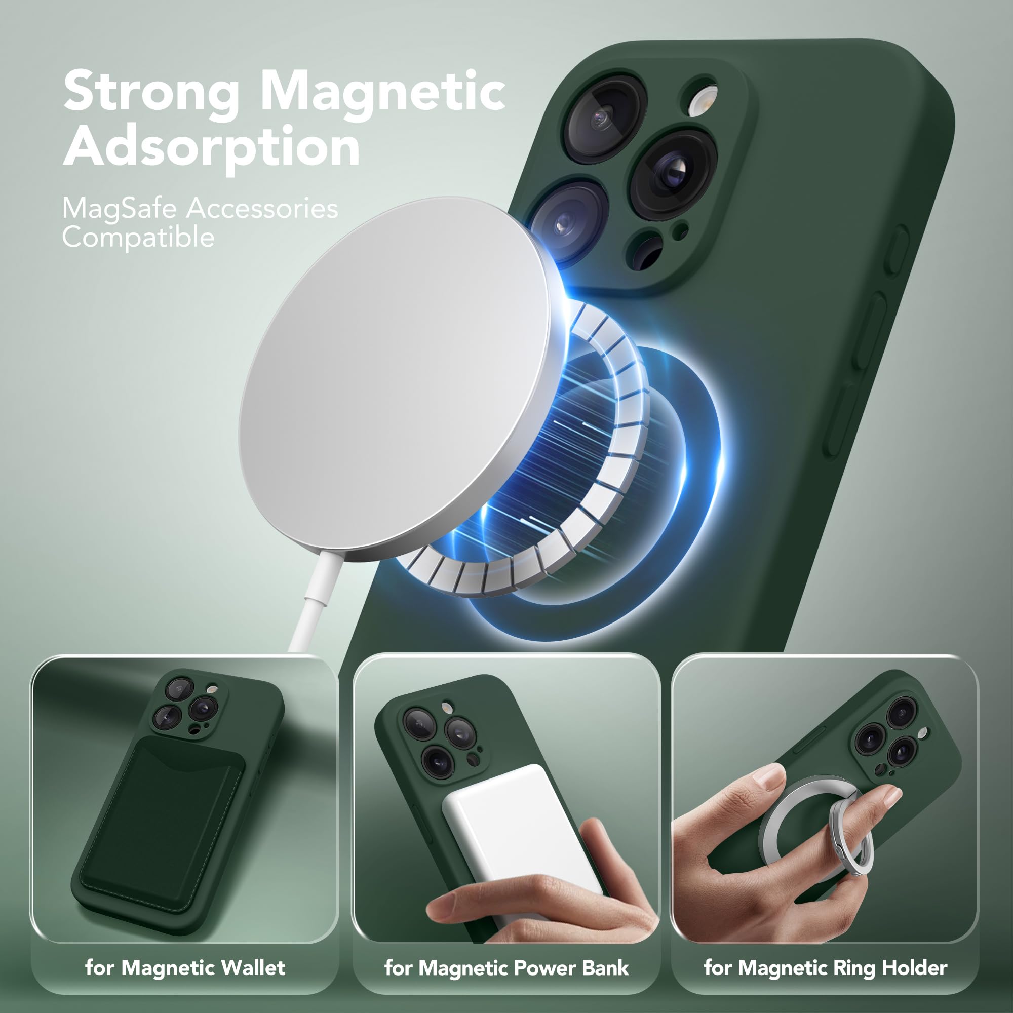 Magnetic iPhone 15 Pro Max Case with MagSafe Compatibility - Full Camera Protection & Screen Protector | Shockproof Silicone Phone Cover for iPhone 15 Pro Max 6.7