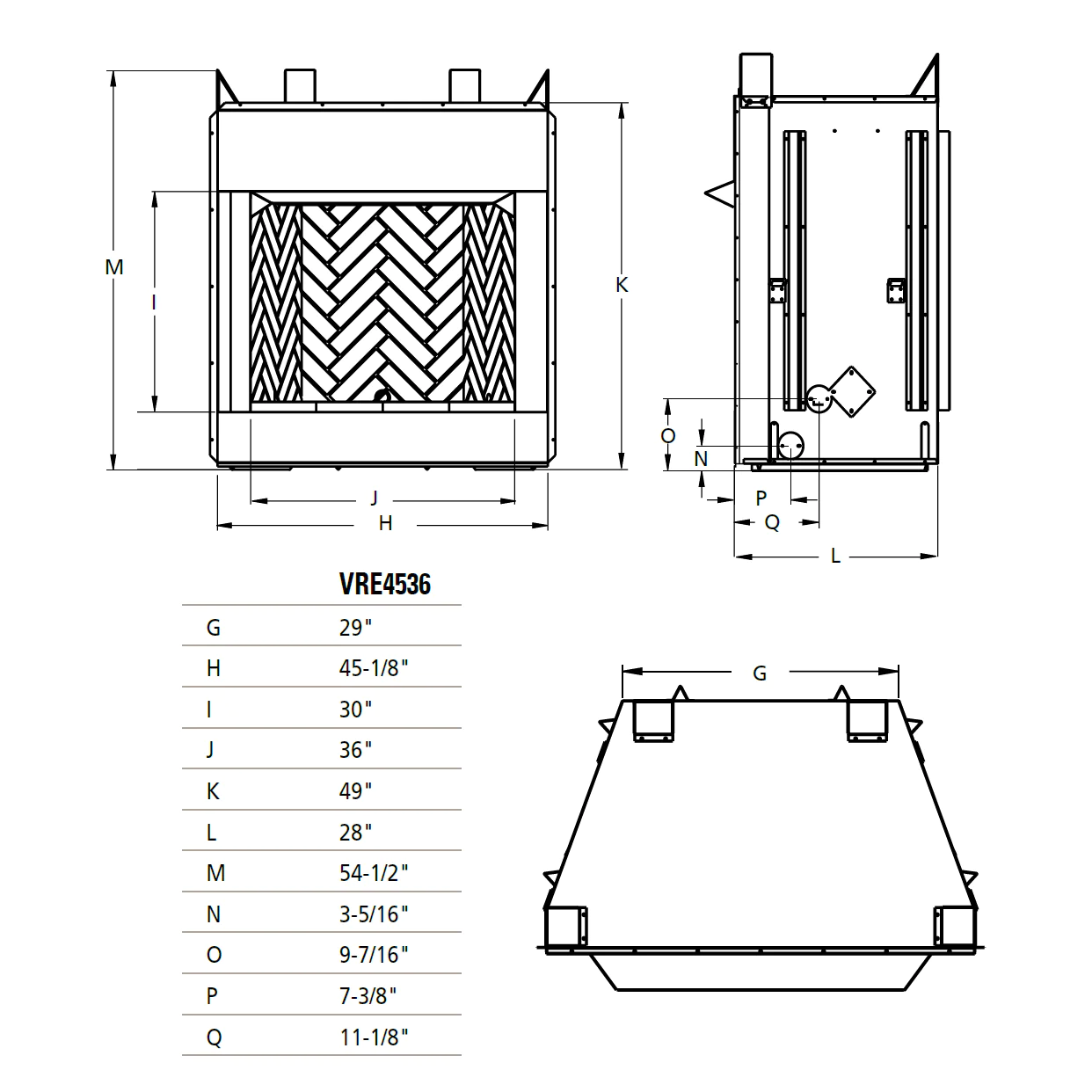 36 Inch Vent-Free Outdoor Gas Firebox with Paneled Design - VRE4536 - Perfect for Patios, Decks, and Backyard Gatherings