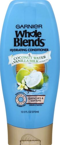 Garnier Whole Blends Hydrating Conditioner for Dry Hair - Coconut Water & Vanilla Milk Extracts - 12.5 fl oz - Deep Moisture & Repair - Perfect for Damaged, Frizzy Hair - Salon-Quality Hair Care at Home