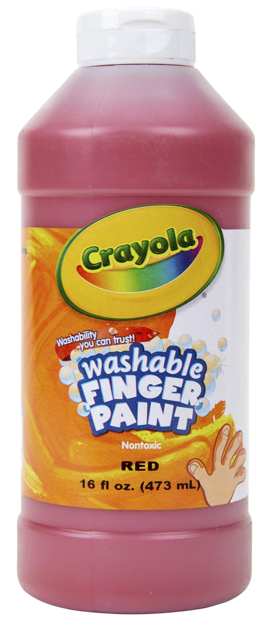 Crayola Washable Finger Paint for Kids - Non-Toxic Red Paint (16 oz) | Safe School Art Supplies, Creative Gifts for Ages 3-6 | Perfect for Classroom Activities & Home Crafts