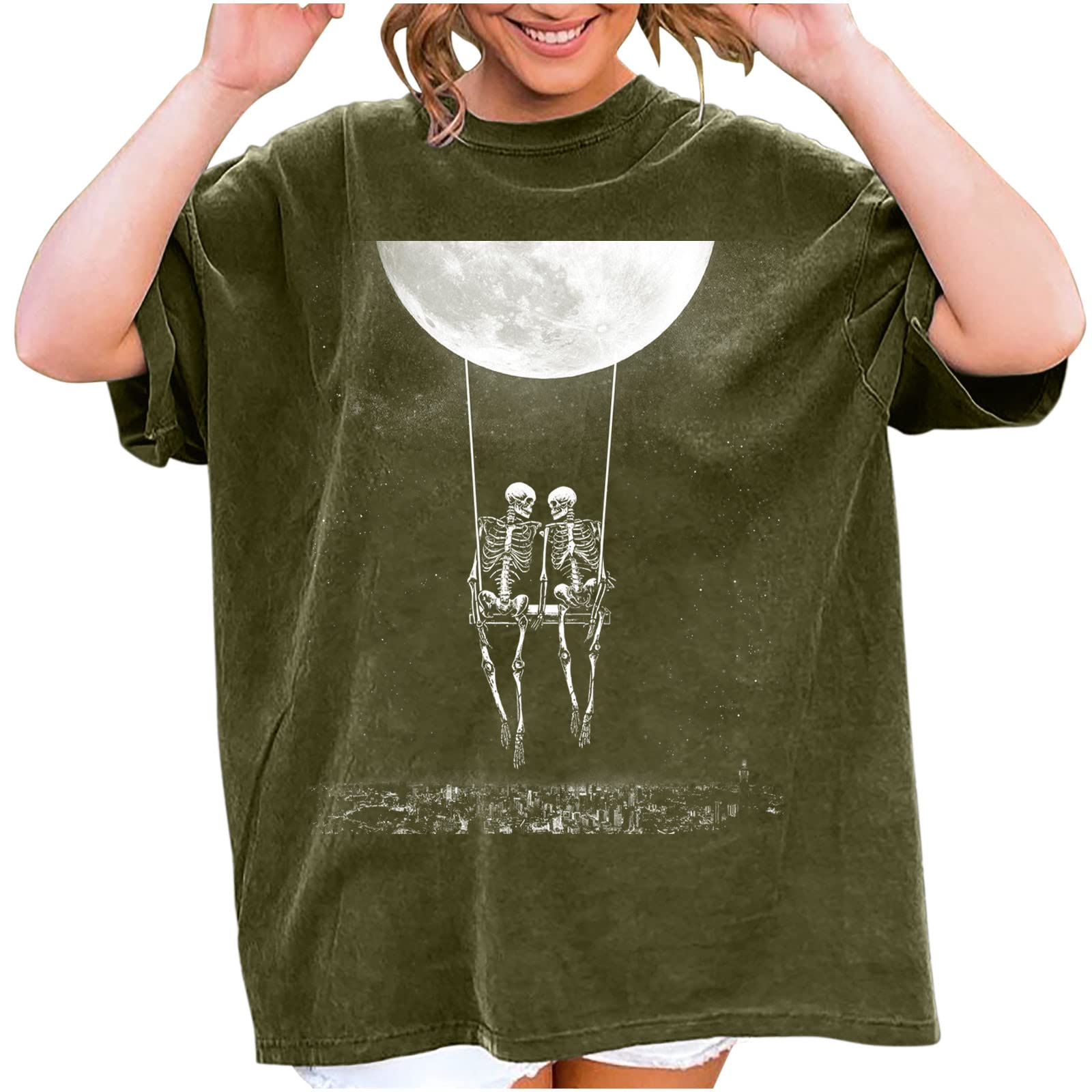 Vintage Funny Print Women's Summer Tops - Drop Sleeve Short Sleeve Blouse for Casual Wear, Beach Outings & Summer Vacations