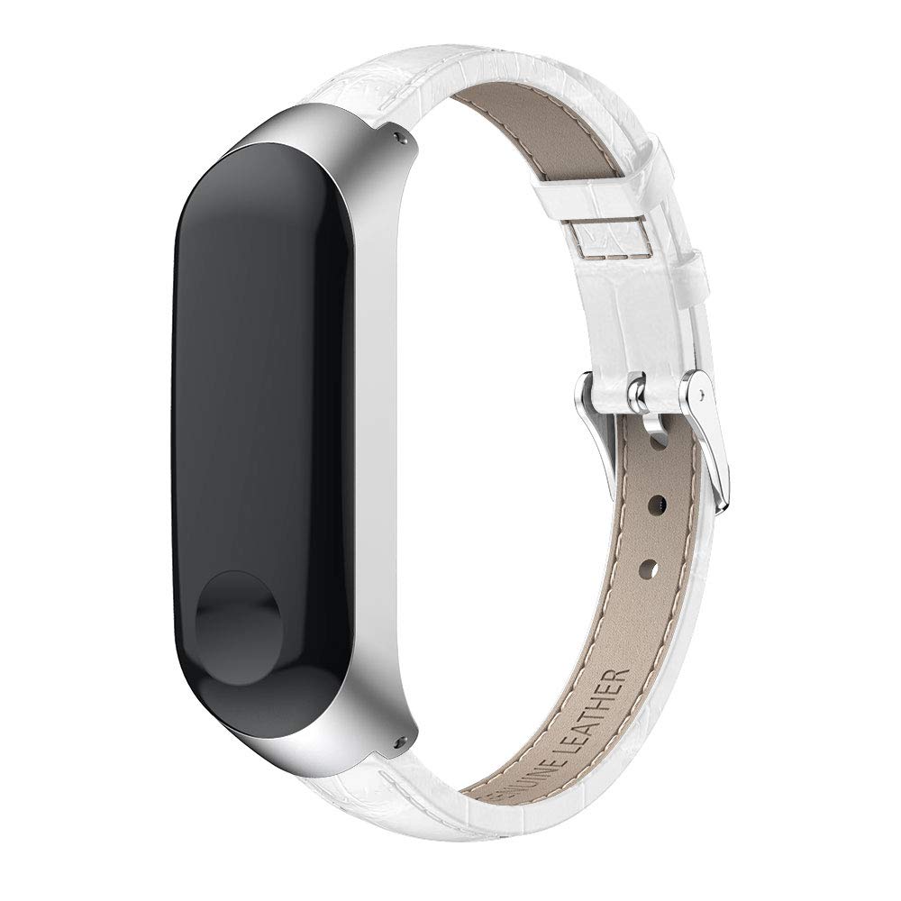 Premium Genuine Leather Replacement Band for Xiaomi Mi Band 3 - Adjustable Watch Strap Wristband Bracelet Accessory | Perfect for Fitness Tracking, Workouts & Everyday Wear