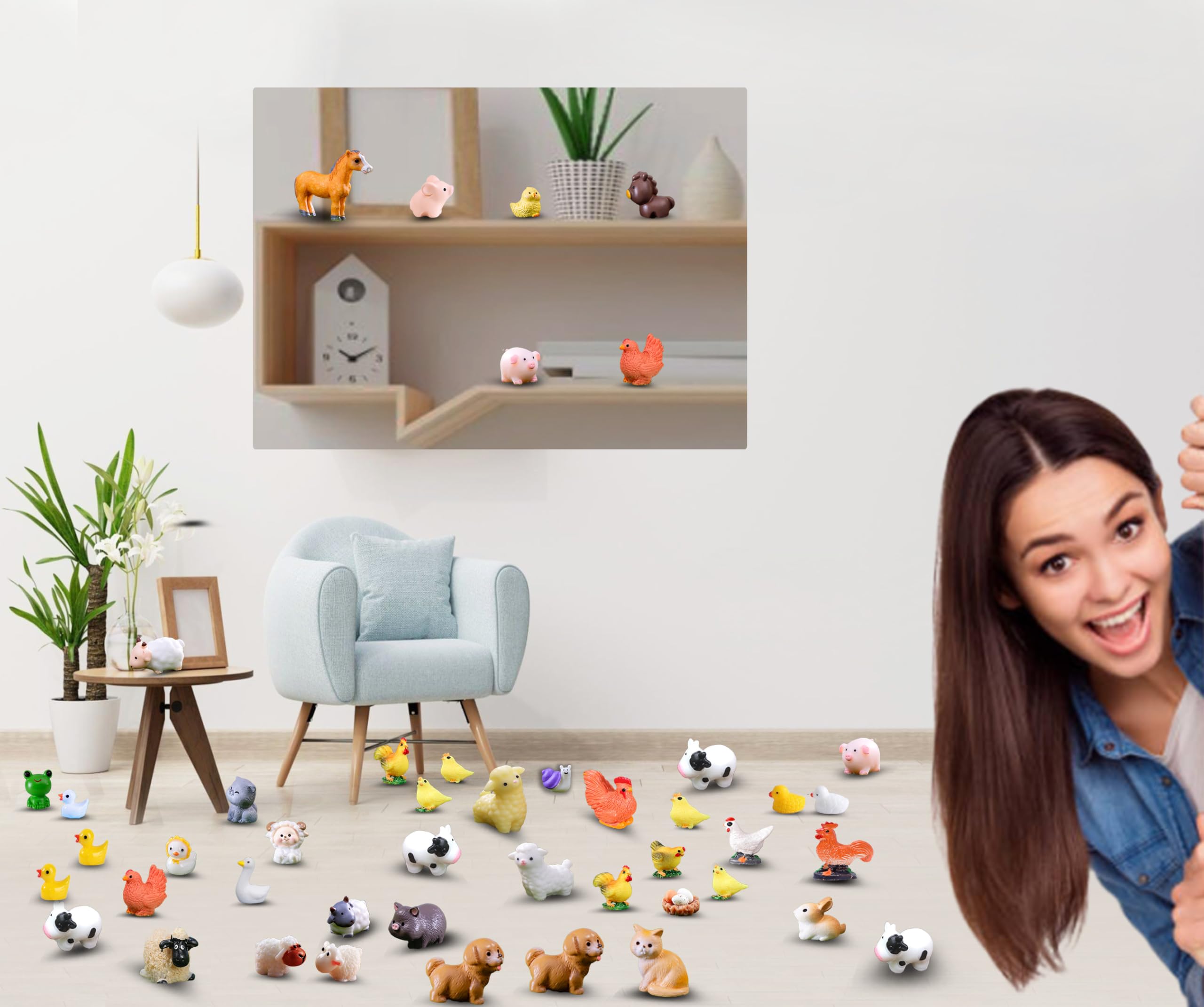 48PCS Mini Resin Animal Figurines - Tiny Fairy Garden Decor, Succulent Plant Ornaments, Party Favors & DIY Craft Supplies | Perfect for Fairy Gardens, Terrariums, Home Decor & Gift Giving