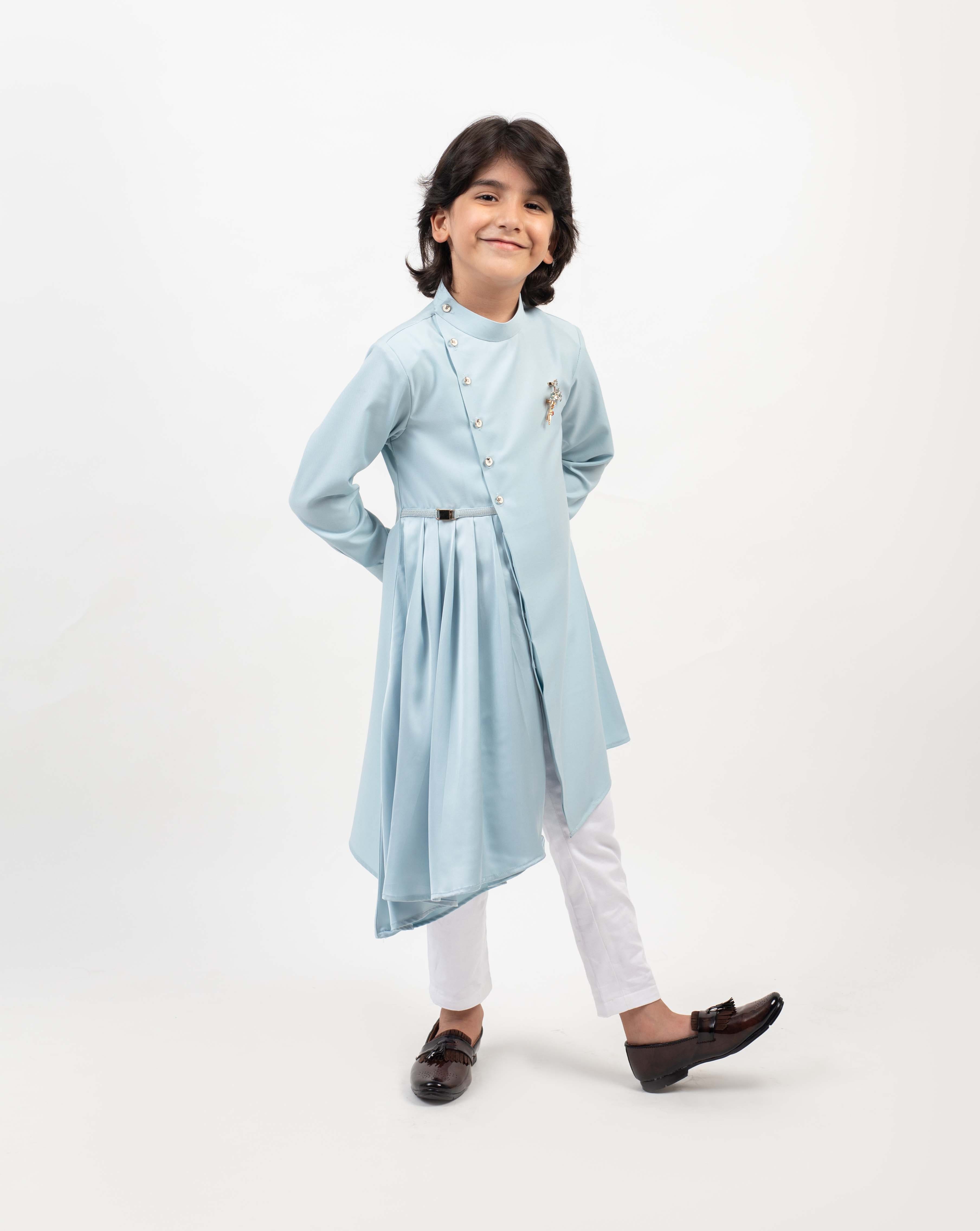 Pre Order: Aqua Pleated Kurta Set for Women - Stylish Indian Ethnic Wear for Festivals, Weddings & Special Occasions