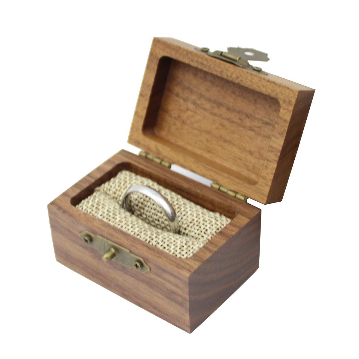 Handcrafted Rustic Walnut Wood Engagement Ring Box - Solid Wood Wedding Proposal Ring Storage Case - Perfect for Proposals, Weddings & Anniversary Gifts