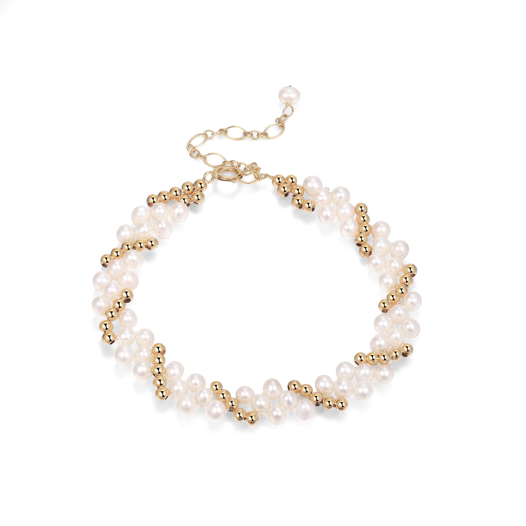 COCOKIM Embellished Interlocking Gold Bead Bracelet for Women - Elegant Stackable Jewelry for Parties, Weddings & Everyday Wear